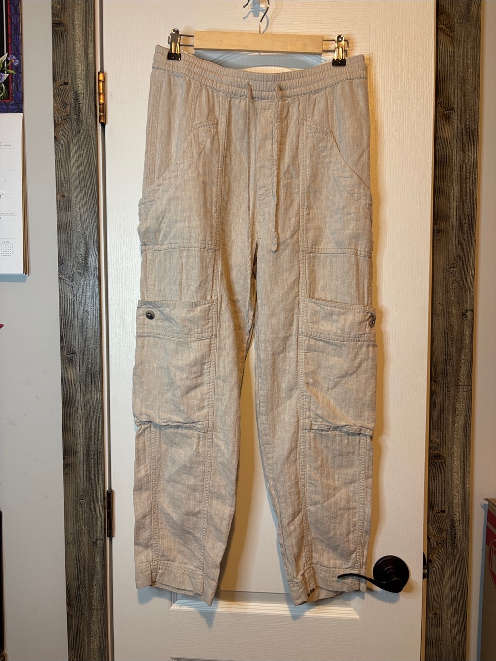 Free People women’s Xs linen blend Light Beige Cargo Pants